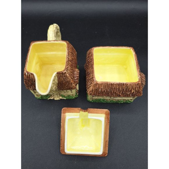 VINTAGE RON GORDON DESIGNS CERAMIC SUGAR BOWL & CREAMER, COTTAGE/ HOUSE-DESIGN - Picture 7 of 10